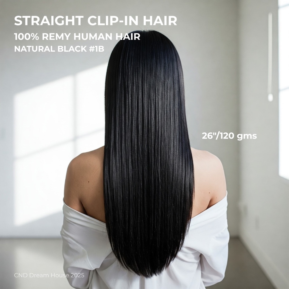 26" Clip-In Hair Extensions 120g Natural Black 1B
